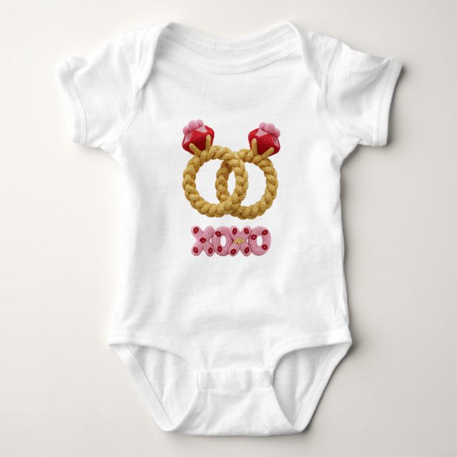 Bedårande stickade vigselringar XOXO Baby T Shirt (Framsida)