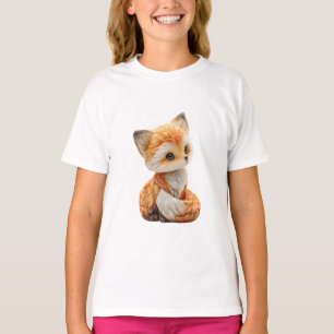 Bedårande stora ögon Stilisert Baby Röd Räv Barn T Shirt