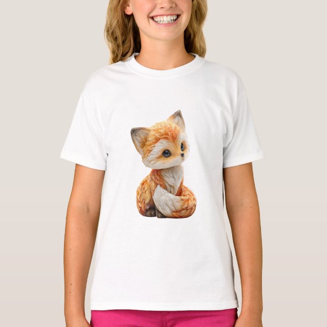 Bedårande stora ögon Stilisert Baby Röd Räv Barn T Shirt (Framsida)