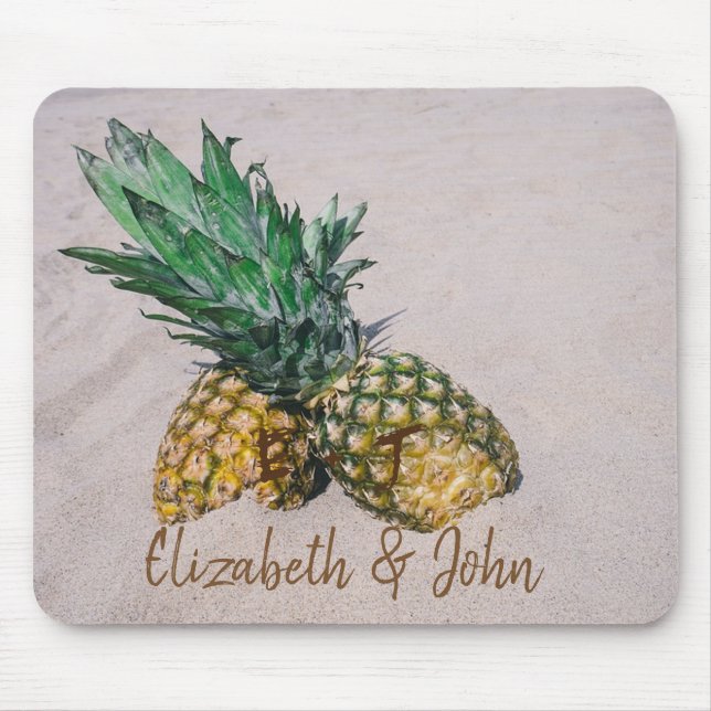 Bedårande strand,Sand,Ananas  -Personlig Musmatta (Framsidan)