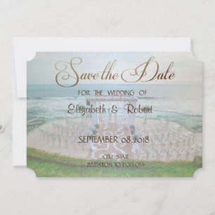 Bedårande strandbröllop, Blommig Save The Date Spara Datumet