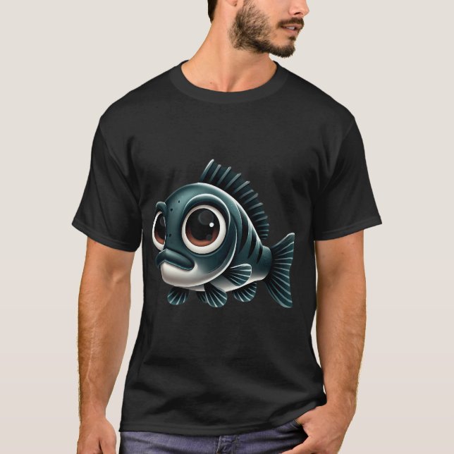 Bedårande svart abborre fisk t shirt (Framsida)