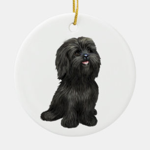 Bedårande svart Shih Tzu - Endast hundprydnad Julgransprydnad Keramik