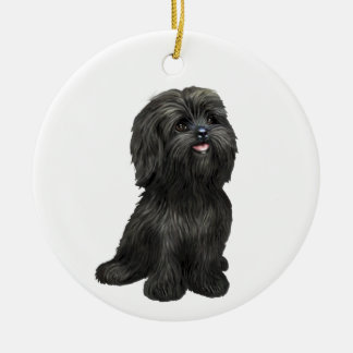 Bedårande svart Shih Tzu - Endast hundprydnad Julgransprydnad Keramik