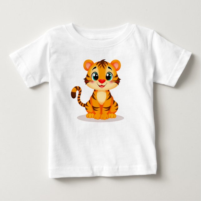 Bedårande Tecknad Bebis Tiger T Shirt (Framsida)