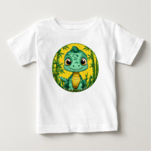Bedårande Tecknad Grön Dinosaurie T Shirt