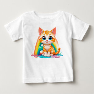 Bedårande tecknad orange kattunge t shirt