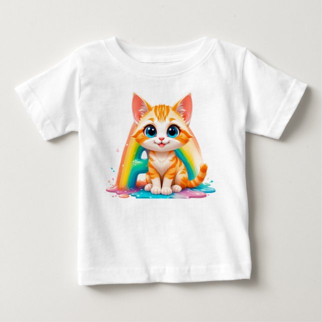 Bedårande tecknad orange kattunge t shirt (Framsida)