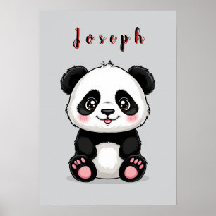 Bedårande Tecknad Panda 🐼✨ Mysig Barnkammardekora Poster