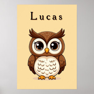 Bedårande Tecknad Ugglor 🦉✨ Mysig Barnkammardekor Poster