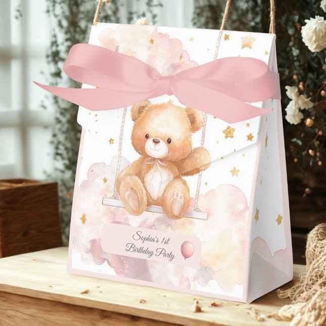 Bedårande Teddybjörn 1-årsdag Presentaskar (Skapare uppladdad)