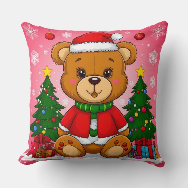 🎄 Bedårande Teddybjörn Julglöd ❄️ Santa Sui Kudde (Framsida)