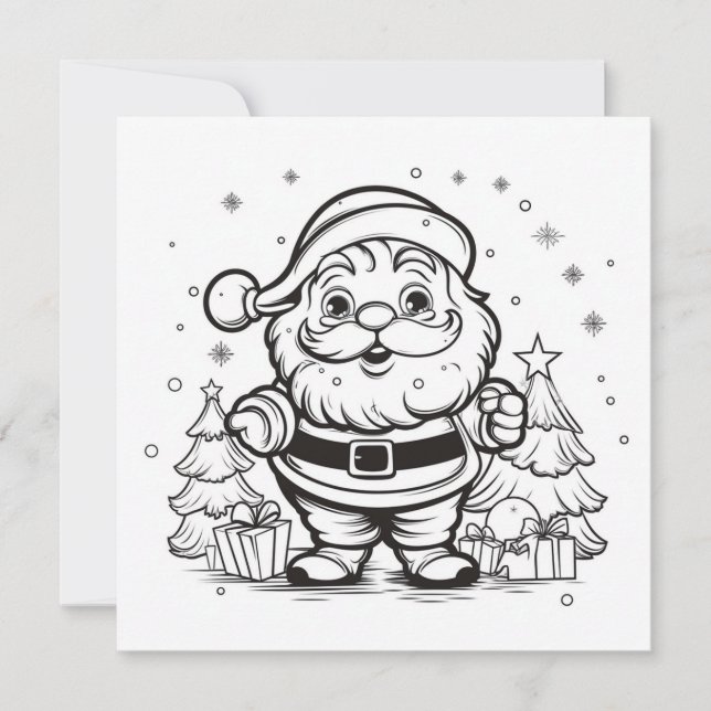 Bedårande Tomte Färgläggning Jul Barn Hantverk Julkort (Framsida)