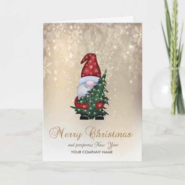 Bedårande tomte tall snöflingor helgkort (Framsida)