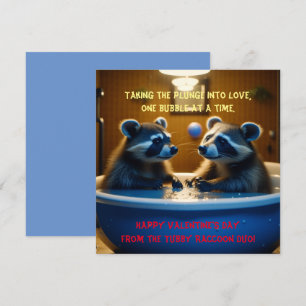 Bedårande tvättbjörnar i badkaret - roligt Alla hj Julkort