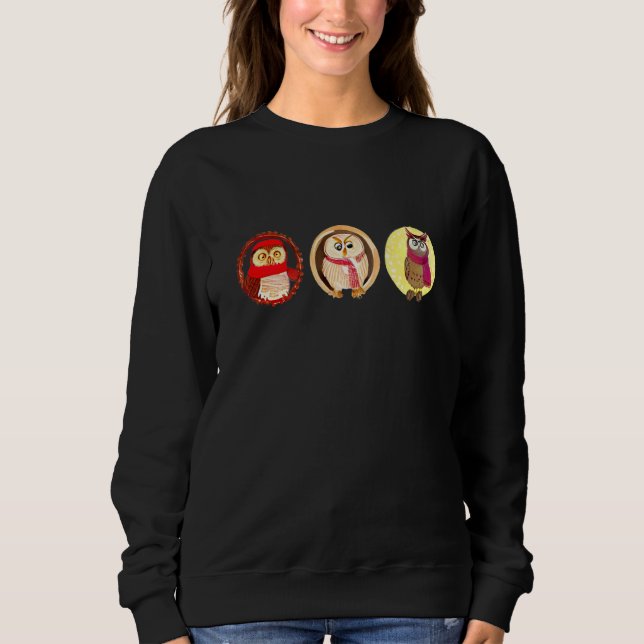 Bedårande Ugglor Som Bär Halsdukar Uggla T Shirt (Framsida)