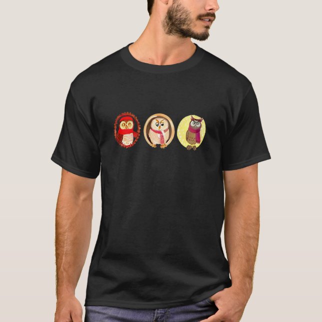 Bedårande Ugglor Som Bär Halsdukar Uggla T Shirt (Framsida)