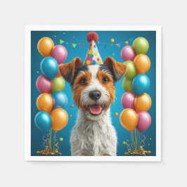Bedårande valp firar födelsedag pappersservett