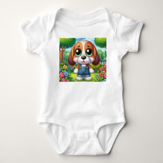 Bedårande Valp I Overall  T Shirt (Framsida)