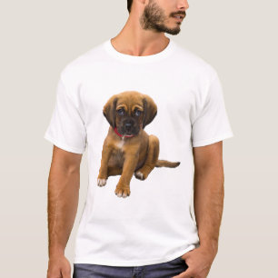 Bedårande Valp med Röd Halsband T Shirt