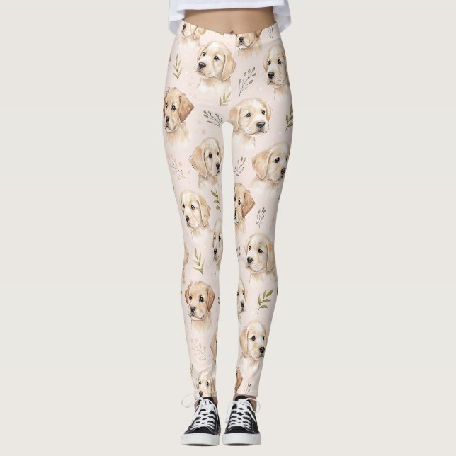 Bedårande Valp Vattenfärg Mönster (2) Leggings (Framsida)