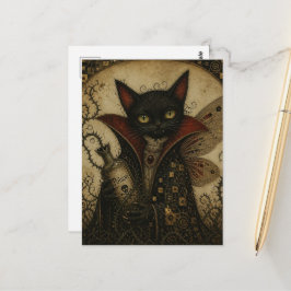 Bedårande vampyr svart kattälva vykort