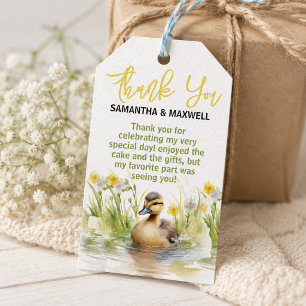 Bedårande Vattenfärg Ank Baby Pojke Bebis Shower Presentetikett
