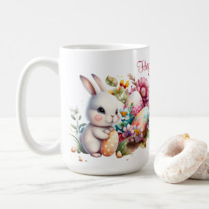 Bedårande Vattenfärg Påskkeling Och Text Kaffemugg