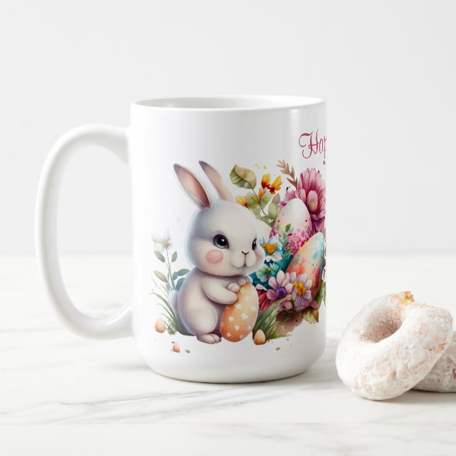 Bedårande Vattenfärg Påskkeling Och Text Kaffemugg (Med munk)