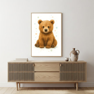 Bedårande vattenkonst med björnunge poster