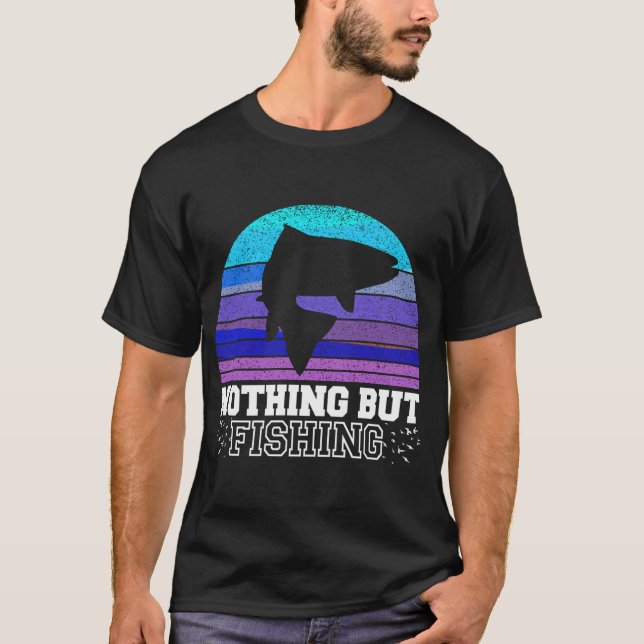 Bedårande Vintage Fiskare Konstverk T Shirt (Framsida)