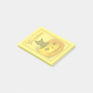 Bedårande Vintage Svart Katt Halloween Pumpa Post-it Block
