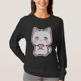 Bedårande vit katt t shirt