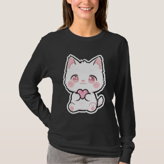 Bedårande vit katt t shirt