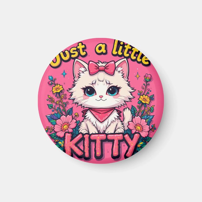 Bedårande vit kattunge illustration magnet (Framsidan)