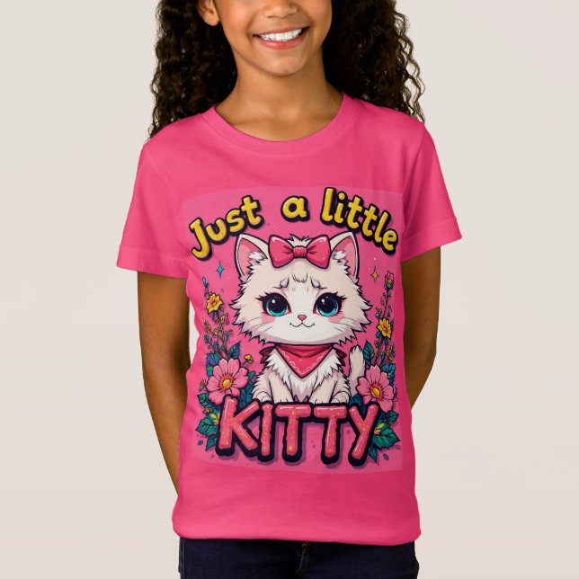 Bedårande vit kattunge illustration t shirt (Framsida)