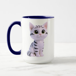 Bedårande vit randig kattunge mugg