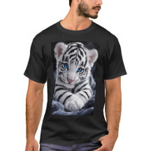 Bedårande vit tigerunge med slående blå ögon P