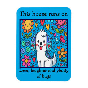 Bedårande Whimsical Hund Med Meddelande Magnet