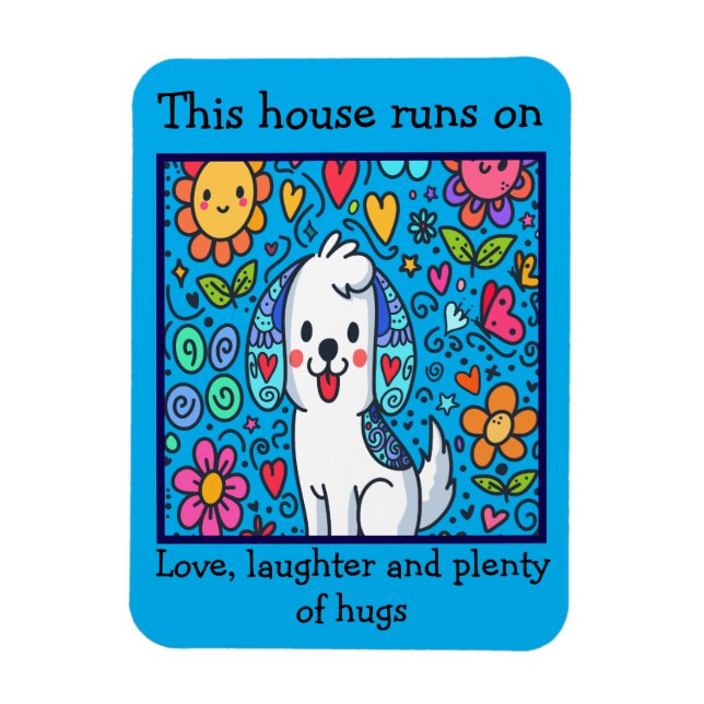 Bedårande Whimsical Hund Med Meddelande Magnet (Vertikal)