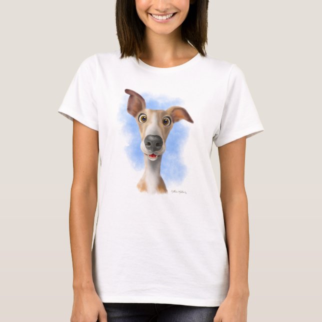 Bedårande Whippet-serieteckning  T Shirt (Framsida)
