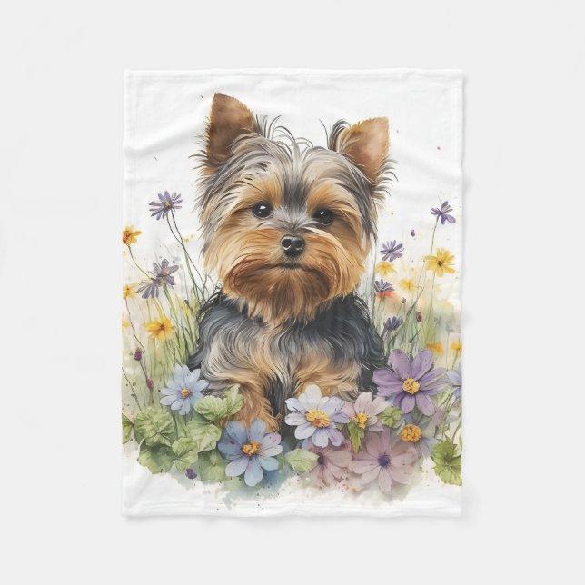 Bedårande Yorkshire Terrier Valp Fleecefilt (Framsidan)