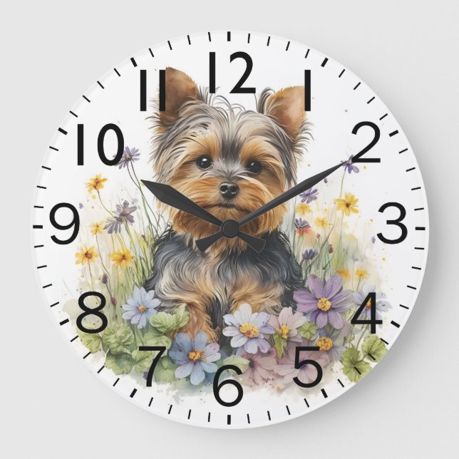 Bedårande Yorkshire Terrier Valp Hund Stor Klocka (Framsida)