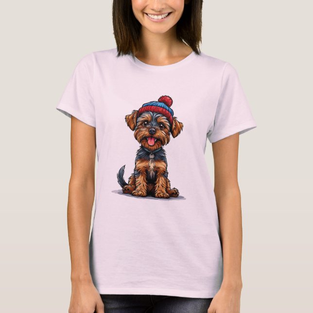 Bedårande Yorkshire Terrier-valp T Shirt (Framsida)