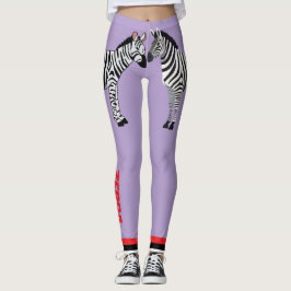 Bedårande zebra Lila bakgrund Söt Tjejig Leggings