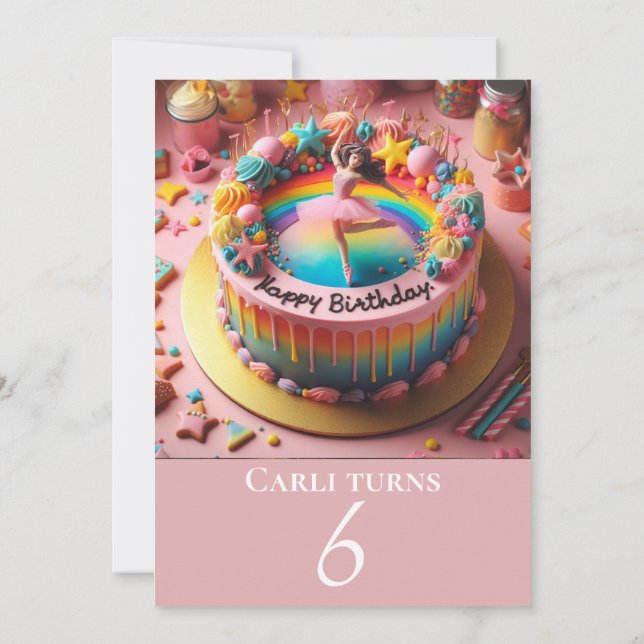 BEDÅRLIG BALETT FÖDELSEDAGSTÅRTA FEST INBJUDNINGAR (Baksida)