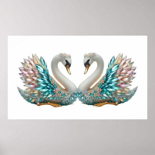 Bedazzled Diamond Swan Gold Crystal Bling Poster (Framsidan)