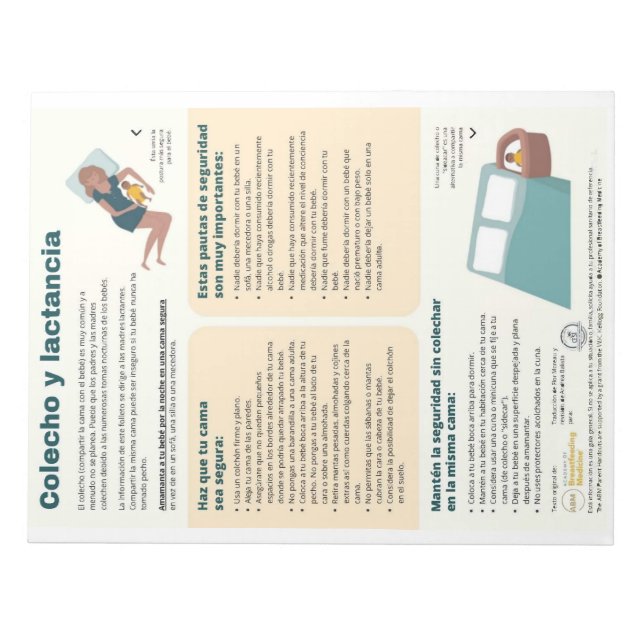 Beddelning och amning Avskärning (spanska) Anteckningsblock (Framsida)