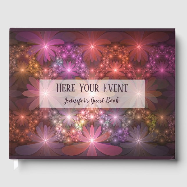 BedFlowers Colorful Abstrakt Fractal Art Namn Gästböcker (Framsida)