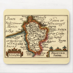 Bedfordshire County England Old Antiquarian Karta Musmatta